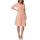 thumbnail image 4 of INSPIRE CHIC Vestido Midi de Iglesia Elegante de Cuello Cuadrado con Manga 3/4 y Cinturón con Pliegues en Color Rosa, 4 of 6