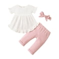 thumbnail image 4 of NIEWTR Toddler Baby Girl Summer Clothes Daddys Girl Letter Short Sleeve T Shirt Tops Newborn Rolled Shorts Outfit Set 2Pcs Summer Beach Outfits 6-12 Months,Pink, 4 of 8