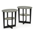 thumbnail image 4 of Furinno JAYA Oval End Table, French Oak Gray/Black (Set of 2), 4 of 5