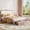 Full with pumping pink + white, variant on Twin/Full Size Cat Headboard Platform Bed Frame - RGB LED Lights Wood Slats Support, Noise-Free No Box Spring Required, With or Without Drawer