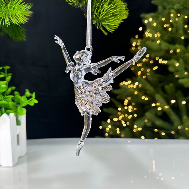 Christmas Glitter Acrylic Transparent Pendant Christmas Tree Decoration Pendant Scene Decoration Props