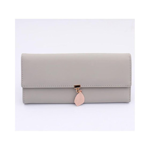 un Portefeuille Gris Pour Femme, 19 Cm X 9,5 Cm X 2,5 Cm De Long, Tiquettes En Feuilles Souples En Pu Japonais Et Coren, Petit Sac Main Frais, Fe