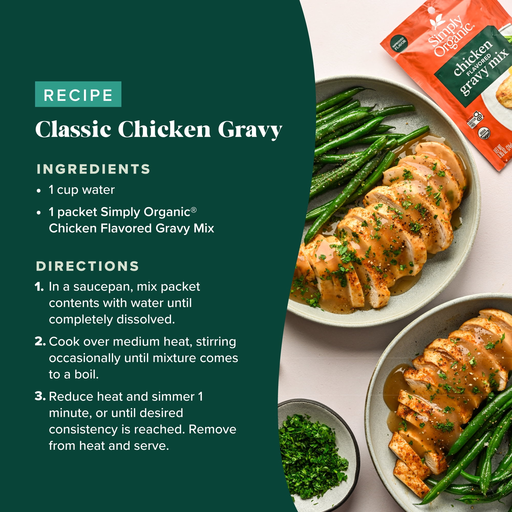 (6 pack) Simply Organic Roasted Chicken Gravy Seasoning Mix, .85 oz Packet