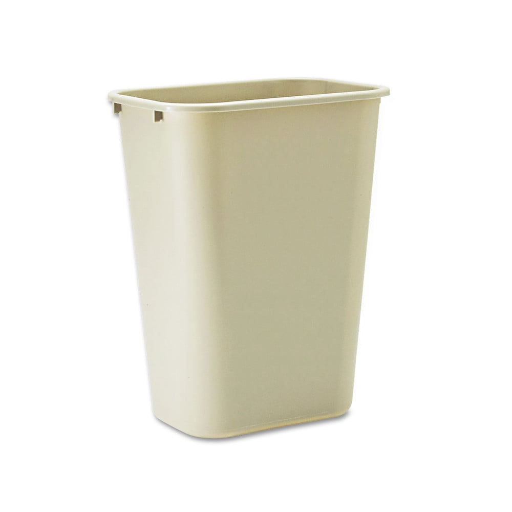 Rubbermaid Commercial FG295700BEIG 10.25 Gallon Rectangular Deskside Plastic Wastebasket - Beige