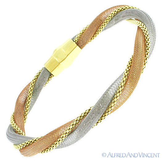 Alfred & Vincent Popcorn Link & Mesh Link Italian TwistChain Bangle