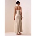 thumbnail image 2 of Womens Elegant Khaki Halter Neck Long Maxi Dress For Party, 2 of 7