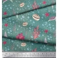 thumbnail image 3 of Soimoi Moss Georgette Fabric Coral,Shell & Sea Turtle Ocean Decor Fabric Printed Yard 42 Inch Wide, 3 of 3