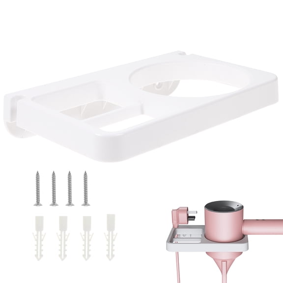 UPOUART Bathroom Hair Dryer Shelf White ABS Durable and Space-Saving