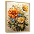 thumbnail image 2 of Designart "Vintage Sunflowers Basking In Sunshine" Sunflowers Floater Framed Wall Decor, 2 of 5