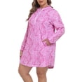 thumbnail image 4 of HDE Women's Plus Size UPF 50 Swim Coverup Dress with Hood Pink Paisley 1X, 4 of 7