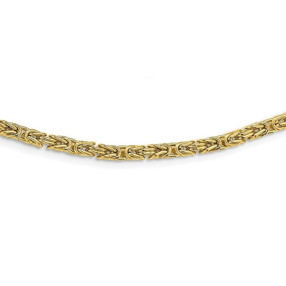 Auriga Fine Jewelry 14K Yellow Gold Polished Byzantine Link Necklace for Women 18"
