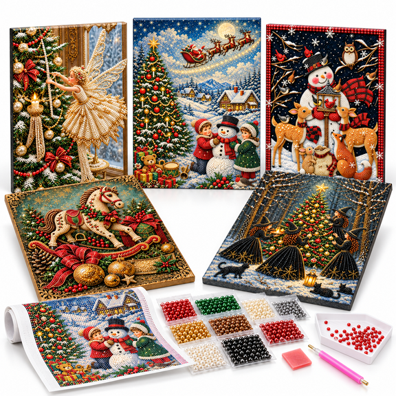 Pearl Art Kits for Adults, Christmas Pearl Diamond Painting Craft Kit for Beginners and Home Decor