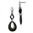 thumbnail image 2 of Stainless Steel And Black Ceramic Polished Dangle Post Earrings, 2 of 7