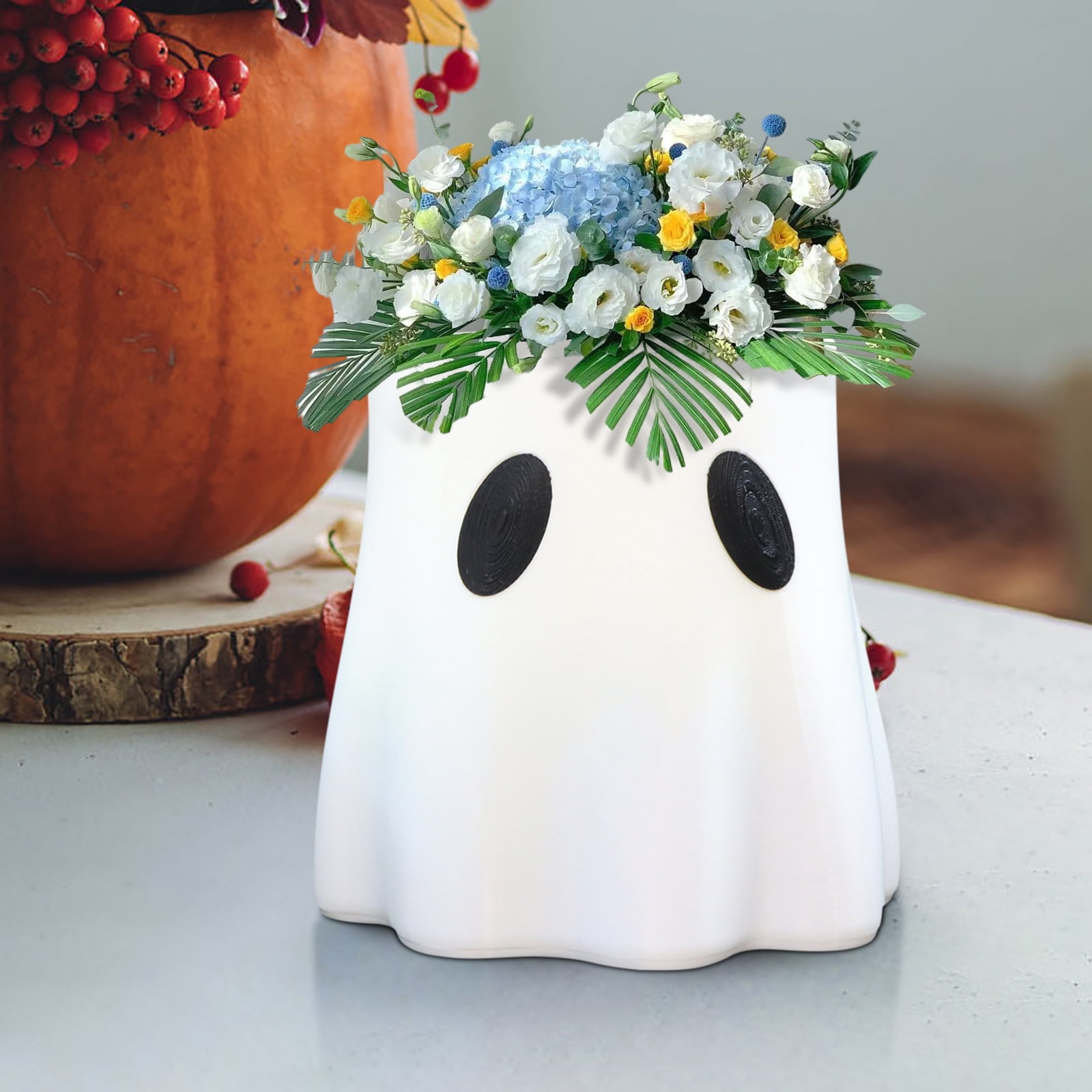 Halloween-Geistereimer Mit Spazierendem Hund – Weiß, Aus Harz, Als Blumentopf Oder Süßigkeitenschale – Innen/Außen