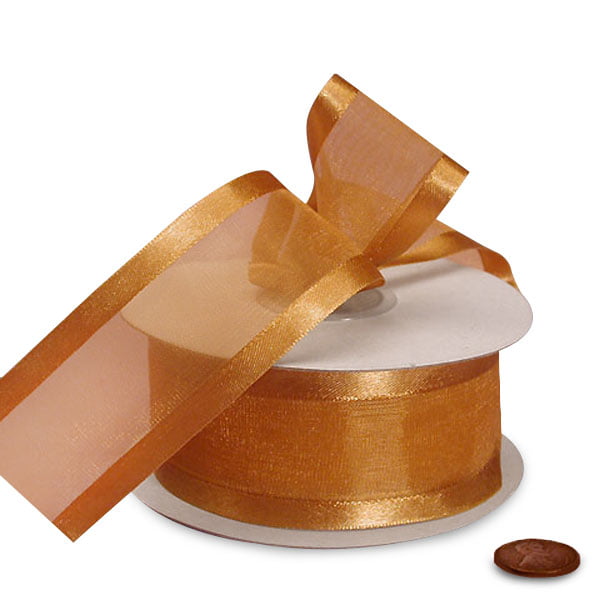 6x Luxury Orange With Gold Trim Satin Ribbon Gift Bow Xmas Wedding Decoration 