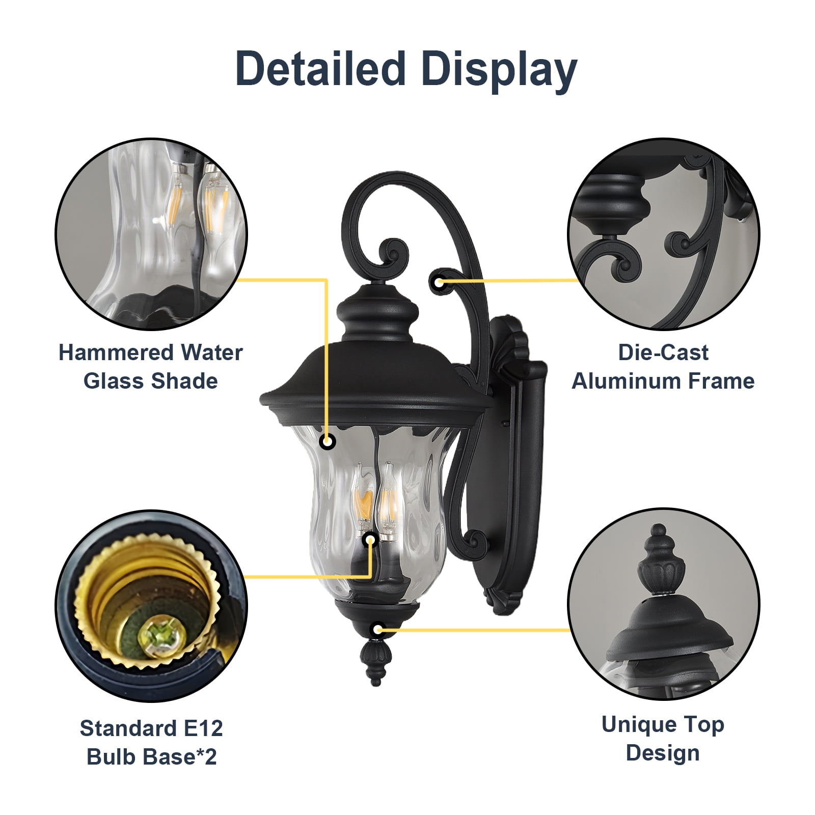 22" Outdoor Waterproof Wall Sconce Lights for House, Doorway (Bulbs Included)