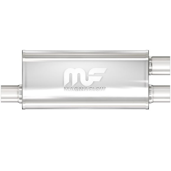 Magnaflow Performance Exhaust Muffler 12266 Single 2-1/2 Inch Offset Inlet; Dual 2-1/4 Inch Outlets; 18 Inch Body/24 Inch Overall Length