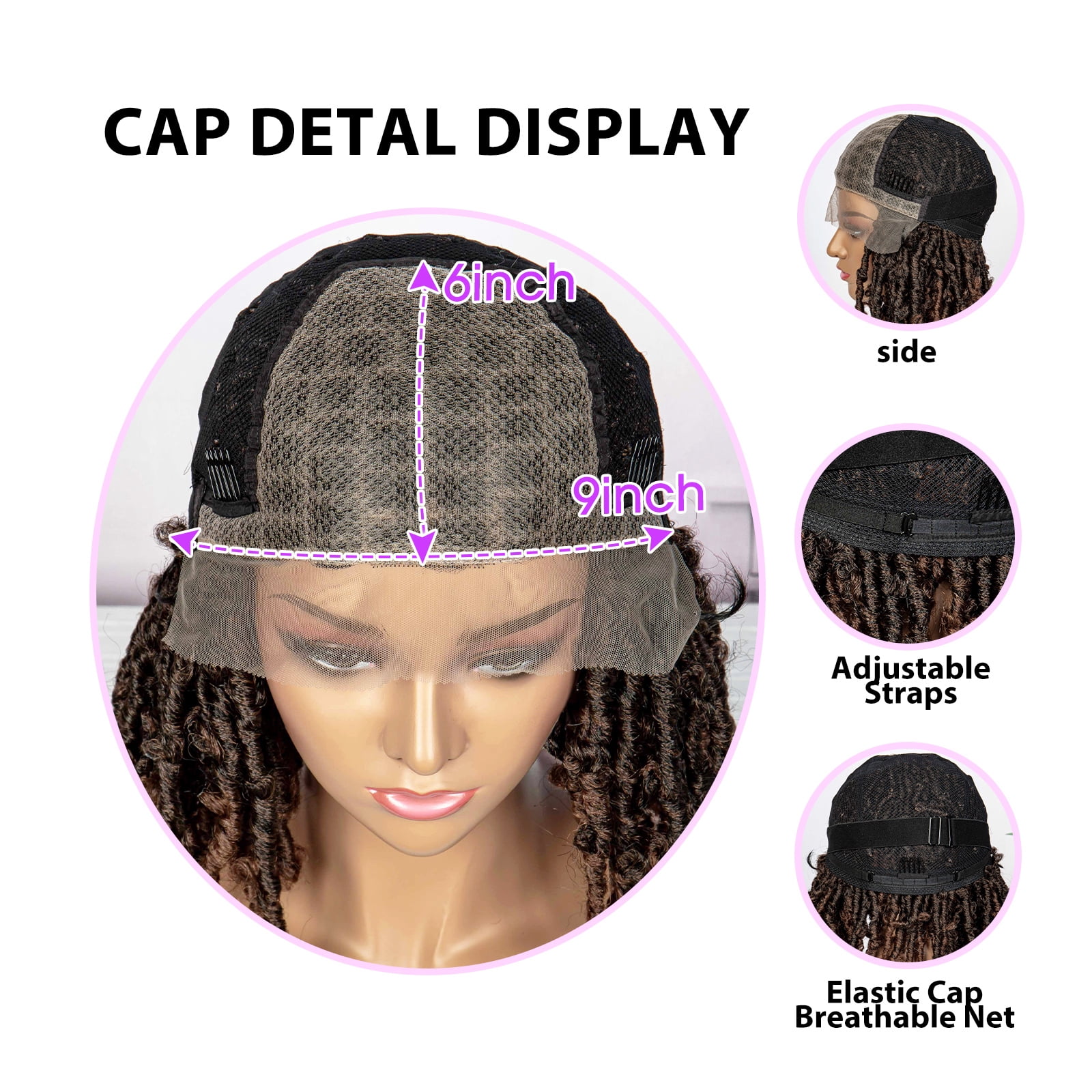 Braided Wigs for Black Women Synthetic Lace Front Wigs Knotless Box Braided Wigs Lightweight Butterfly Faux Locs Braid Braiding Hair Wigs (1B/30 Color)