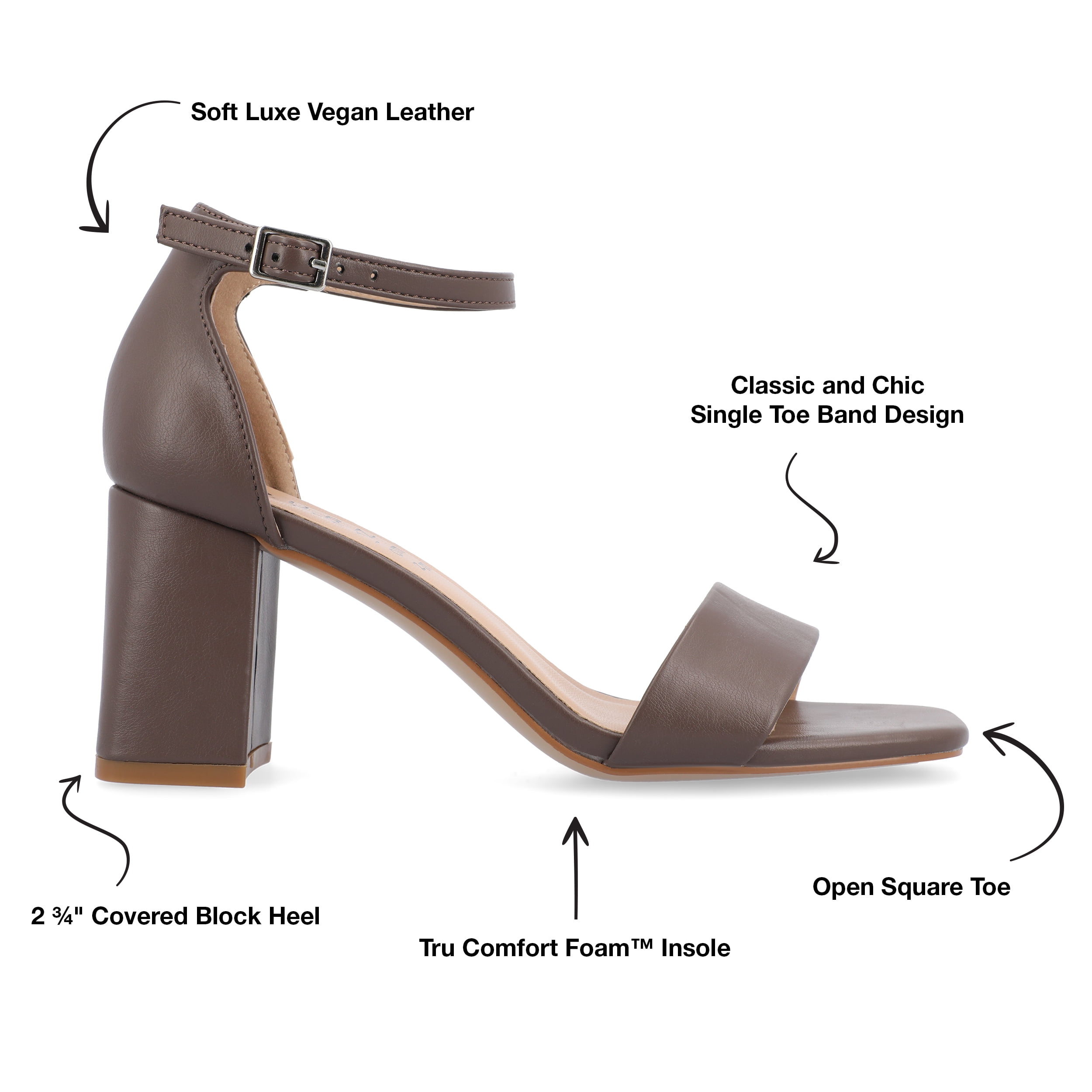 Journee Women's Valenncia SuperNatural Shades Narrow Width Open Square Toe Ankle Strap Sandals