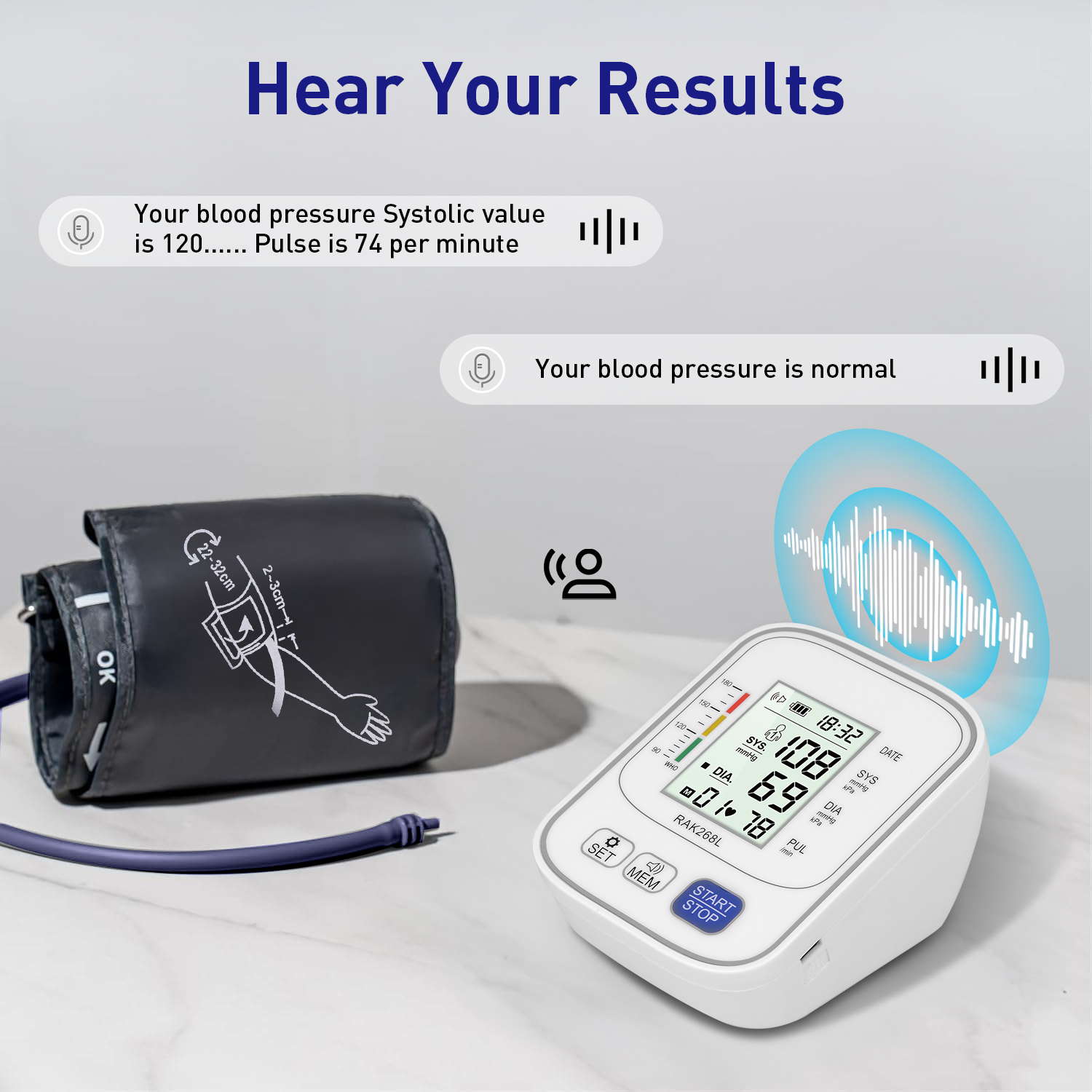 Awpmdmr Voice Blood Pressure Monitor with Large Cuff photo 3