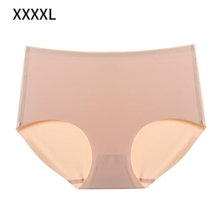 

1111Fourone Panties Women Seamless Mid-waist Breathable Briefs Soft Underwear Apricot 4XL