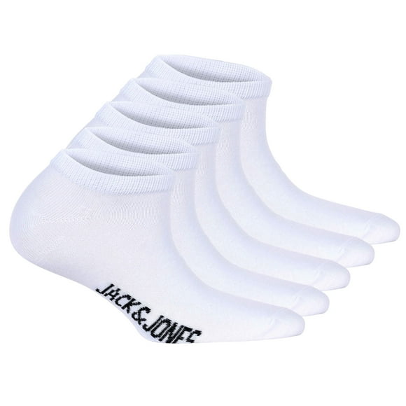 JACK&JONES Calcetines deportivos para niños, lote de 5 - JACDONGO CALCETINES, mezcla de algodón, unicolor Blanco 33-37