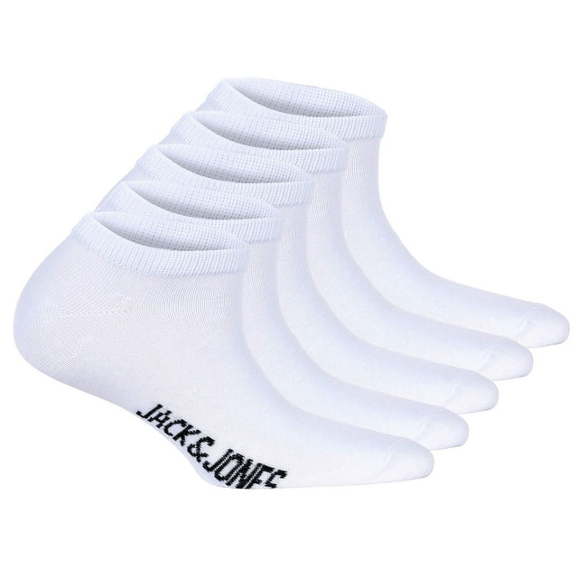 JACK&JONES Calcetines deportivos para niños, lote de 5 - JACDONGO CALCETINES, mezcla de algodón, unicolor Blanco 33-37
