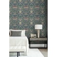 thumbnail image 4 of Seabrook Designs  Acanthus Floral Prepasted Wallpaper 20.5 in. W x 33 ft. L - Denim Blue & Salmon, 4 of 6