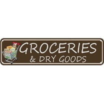 Metal Sign Groceries & Dry Goods Vintage Signs Retro Tin Signs Aluminum Sign for Kitchen Home Garden Wall Bar Cafe Decor 4x16 Inches