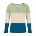 thumbnail image 4 of Annhoo Women's Knit Long Sleeve T Shirts Fall Casual V Neck Color Block Tops Ladies Loose Cozy Sweater Blouses, 4 of 4