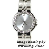Ladies Silver Tone CZ Classic Clubbing Watch 36mm 7mm thick case.