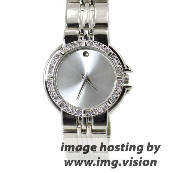 Ladies Silver Tone CZ Classic Clubbing Watch 36mm 7mm thick case.