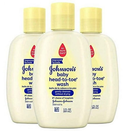 Johnson's Head-to-Toe Baby Wash, Travel Size, 3 Fl. Oz. (Pack of 3)