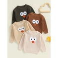 thumbnail image 3 of Qtinghua Toddler Baby Boy Girl Thanksgiving Outfit Long Sleeve Turkey Knit Sweater Oversized Sweatshirt Pullover Warm Kids Top, 3 of 9