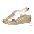 thumbnail image 6 of Dakaela Women's Wedge Sandals 2026 Comfortable Slingback Open Toe Platform Casual Dressy Cork Summer Dress Shoes with Arch Support Gold 6.5, 6 of 8