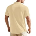 thumbnail image 5 of Inglocry Men's Casual Button Down Shirts Short Sleeve Textured Summer Beach Shirt Habit Shirts For Men Short Sleeve Khaki 3XL, 5 of 5