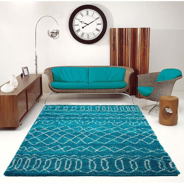 Ladole Rugs Turquoise Indoor Solid Plain Shag Soft Area Rug Mat Carpet Runner for Living Bed room Entry way Patio Small Medium Large Non Slip Skid Size 3x5. 4x6 5 x 8 7 x 10, 9 by 12 11 feet ft
