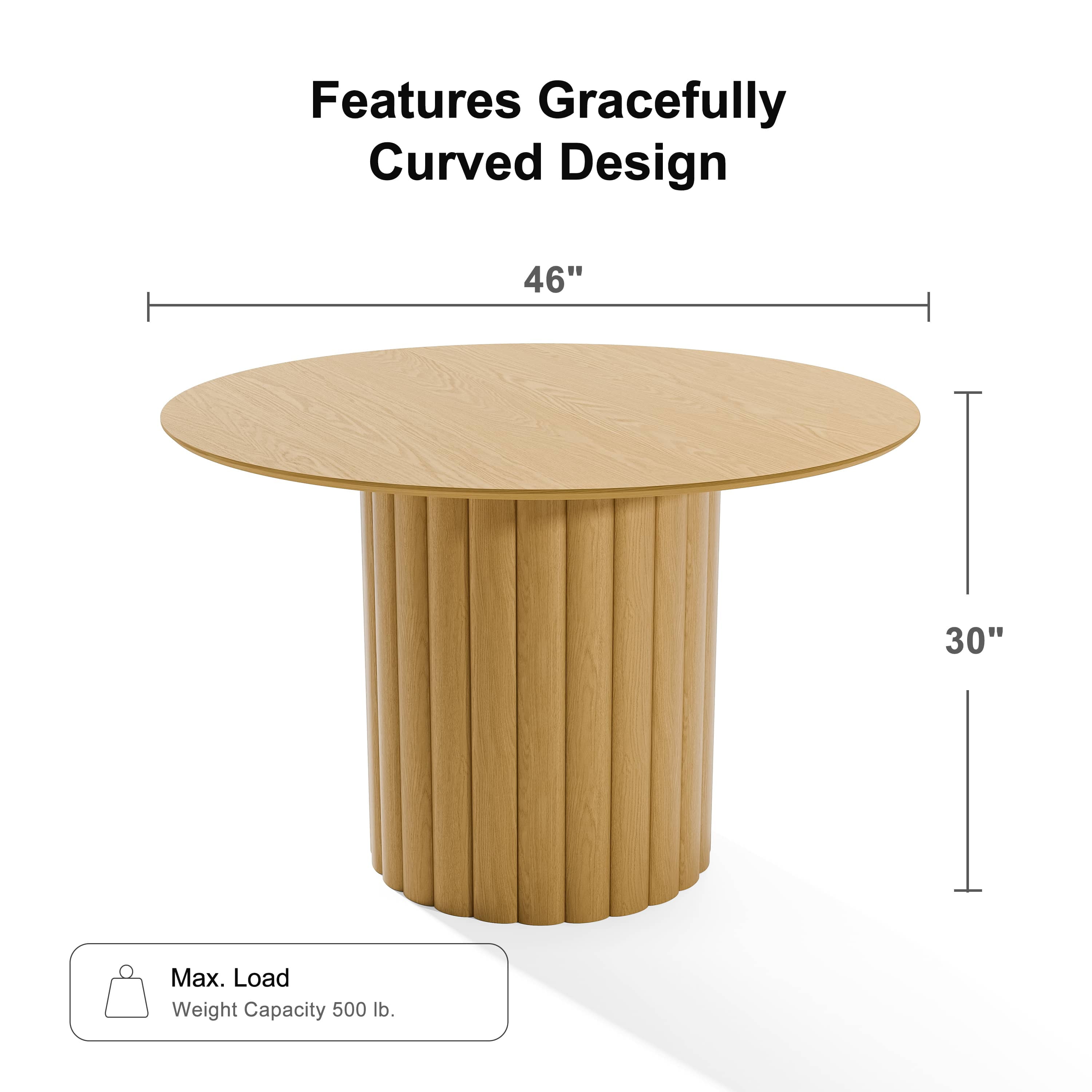 MAYEERTY 46" Rustic Dining Table Mid-Century Round Wood Kitchen Table for 4 People, Dining Room Living Room