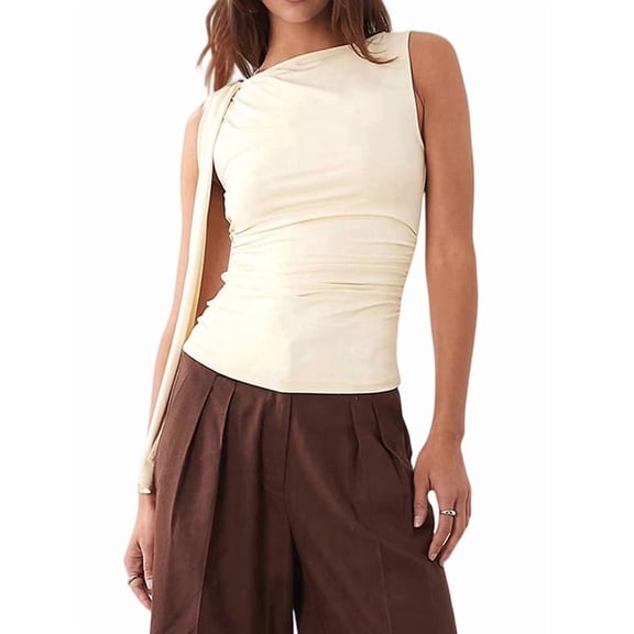 Women'S Sleeveless Tank Tops Boat Neck Summer Crop Going Out Shirts Cream White XS
