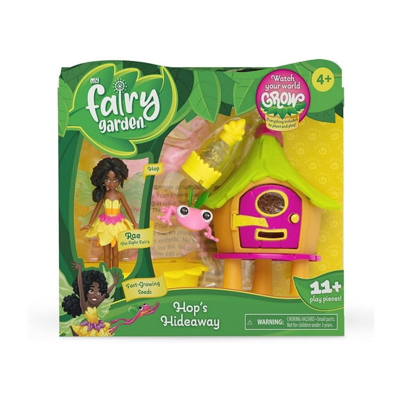 My Fairy Garden - Hop'S Hideaway - Juego de juguetes mágicos - Semillas de plantas, muñeca de hadas y accesorio de rana mascota - Crece y juega en la naturaleza - Para niños de 4 años en adelante