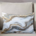 thumbnail image 3 of Modern White Gold Throw Pillow Cover 12 x 20 Inch Decorative Pillow Cover Abstract Geometric Marble Printed Lumbar Pillowcase Seasonal Rectangle Cushion Case for Couch Sofa Bed Living Room, 3 of 7