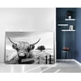 thumbnail image 2 of HFDF Wall Art Black and White Landscape Pasture Canvas Modern Highland Cow Artwork Hairy Cow Cute Animal Prints Posters Ready to Hang for Living Room Bedroom Home Farmhouse Decor 16x12inch Framed, 2 of 7
