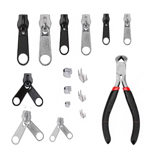 QualitChoice Kit de Réparation de Fermeture Éclair 85 Pcs Pinces Fixer Fermetures Éclair Métal Sac à Main Coulissant