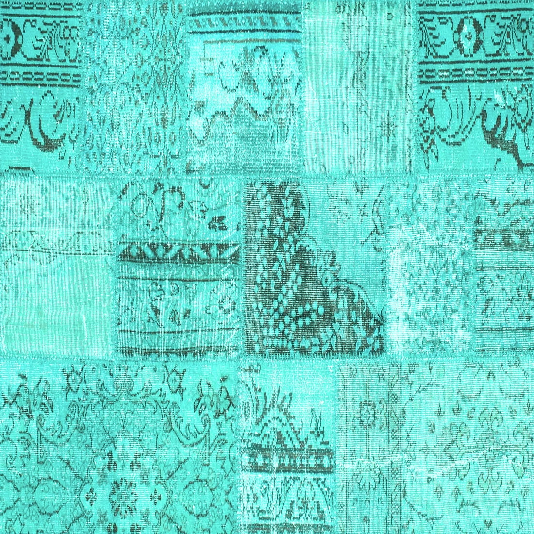 Ahgly Company Indoor Square Patchwork Turquoise Blue Transitional Area ...