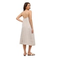 thumbnail image 5 of Fiophy 100% Linen Dress V Neck Tie Front Sleeveless Spaghetti Strap Summer Casual Midi Summer Beach Dresses,Flax, L, 5 of 8