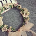 thumbnail image 6 of Women Flower Crown Headband, Adjustable Faux Flower Decor Rattan Vine Leaf Ribbon Bridal Wreath Garland Headdress Headwear Handmade Headpiece Hair Accessories for Wedding Birthday Party, 6 of 7