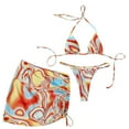 thumbnail image 2 of WREESH Ladies Tie-Dye Strap Split Bikini Three-Piece Set With Chest Pads Without Steel, 2 of 9