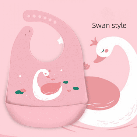 

Baby Silicone Bib Three-dimensional Waterproof Disposable Saliva Pocket Baby Eating Bib --- Swan Style