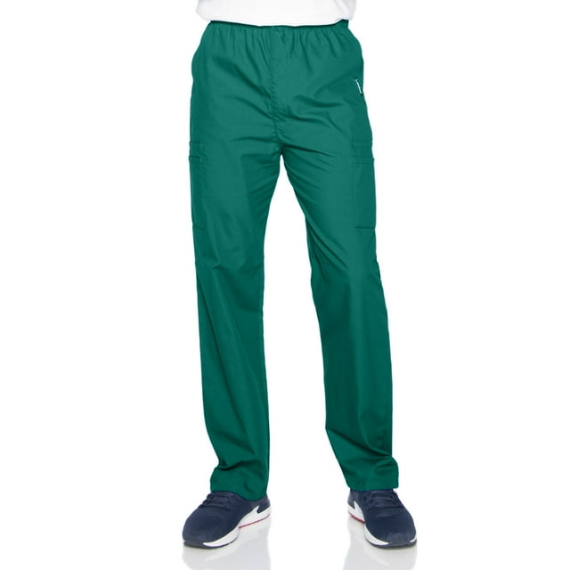 Landau Essentials 7 Pocket Scrub Pants for Men's: Classic Relaxed Fit, Elastic, Zipper Front, Pull-on Medical 8555