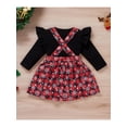 thumbnail image 4 of Qiylii Girls Christmas Outfit Set Ruffle Long Sleeve Tops+Suspender Plaid Skirt, 4 of 9